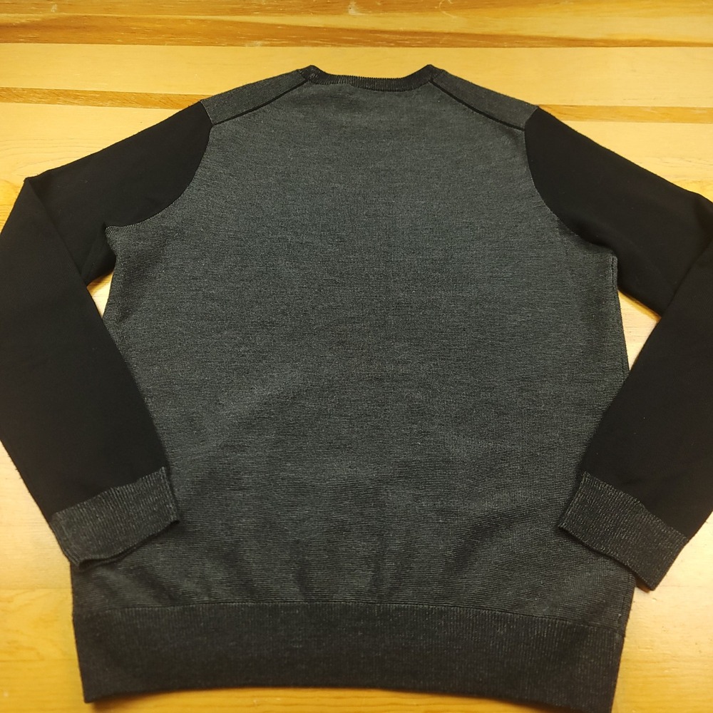 Vince Mens Gray Black Wool Blend Crew Neck Sweater Size M - Picture 2 of 13